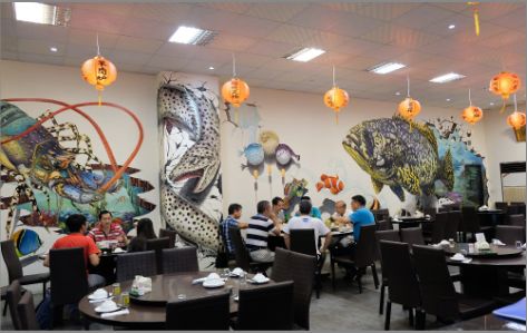 大竹海鲜餐厅墙体彩绘